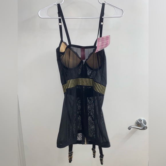 Leg Avenue Women's Vixen Mesh and Lace Zip Front Garter Dress Size M - Picture 2 of 9